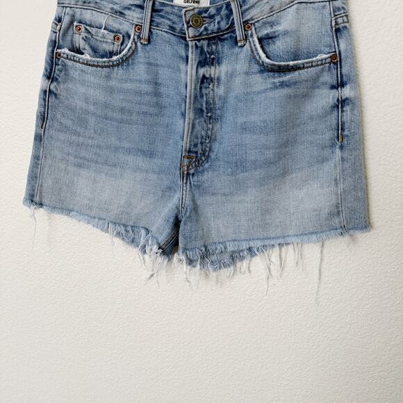 [GRLFRND] High Rise Frayed Hem Keep Talking Denim Cutoff Poppy Shorts Size 29 - Picture 6 of 12